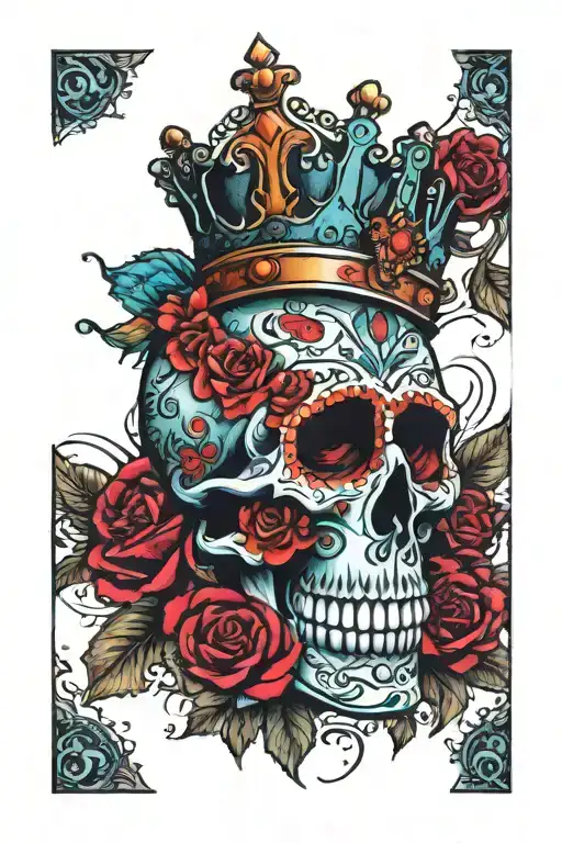 Sugar Skull With Crown
