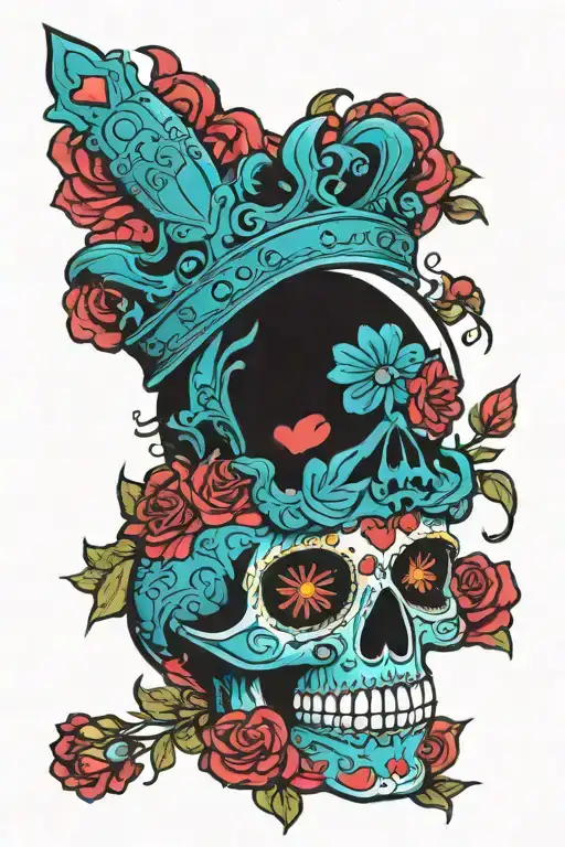 Sugar Skull With Crown
