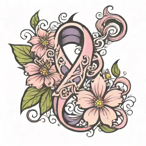 Cancer Ribbon Flower Petals Forming The Shape