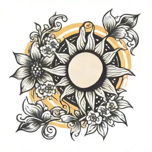 Sun Surrounded By Flowers