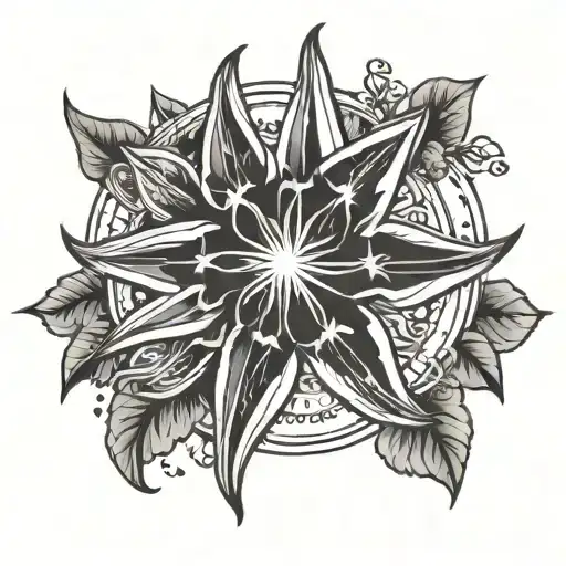 Birth Month Flower With Star Sign Star Pattern Behind It