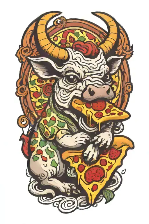 Ox Eating Pizza