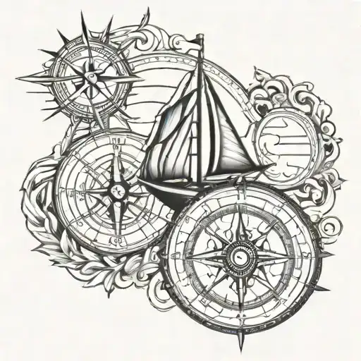 Compass And Sailboat