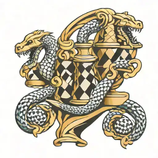 Chess Pieces And Serpents Weaving