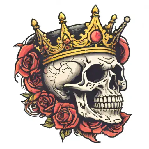 A Small Skeleton Smiling With A Crown