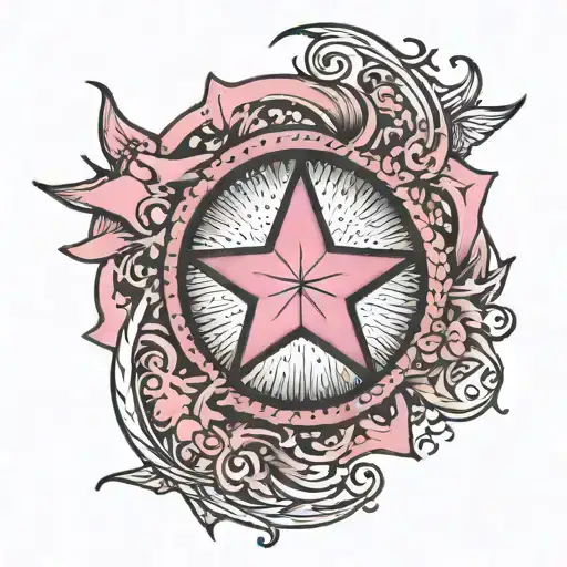 Pink Crescent With A Star In The Middle