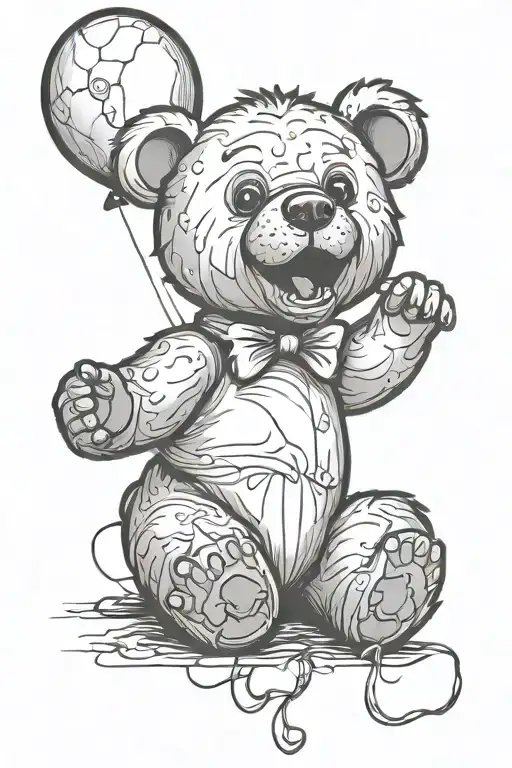 Torn Teddy Bear Chocked By A Balloon