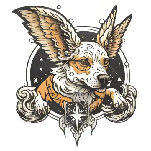 A Dog With Angel Wings With Physics In The Background