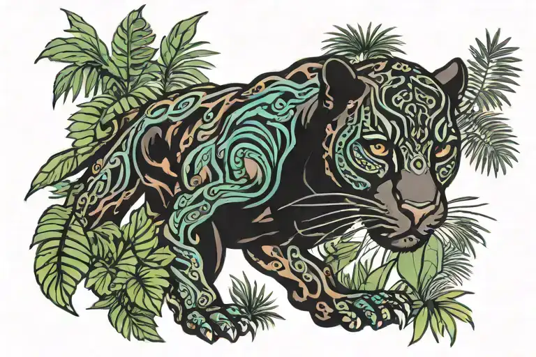 Black Panther Emerging From Jungle Background