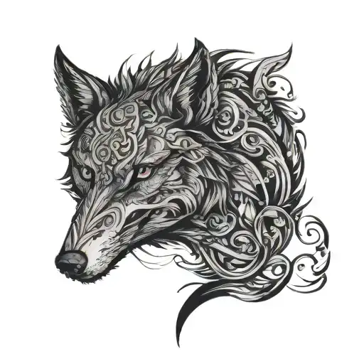 Intense Wolf Tattoo For Neck