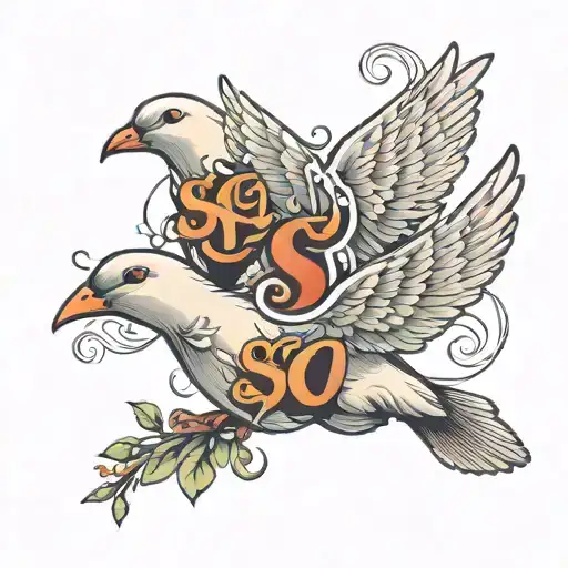 3 Dove Flying With Letters S A S