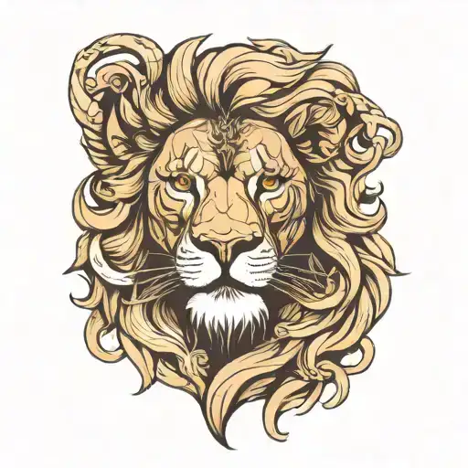 Lion And Human Face Portrait