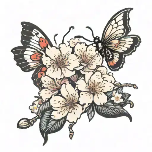 Scorpion Butterflies With Cherry Blossom