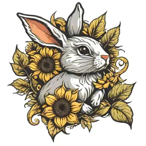 Bunny With Sunflower