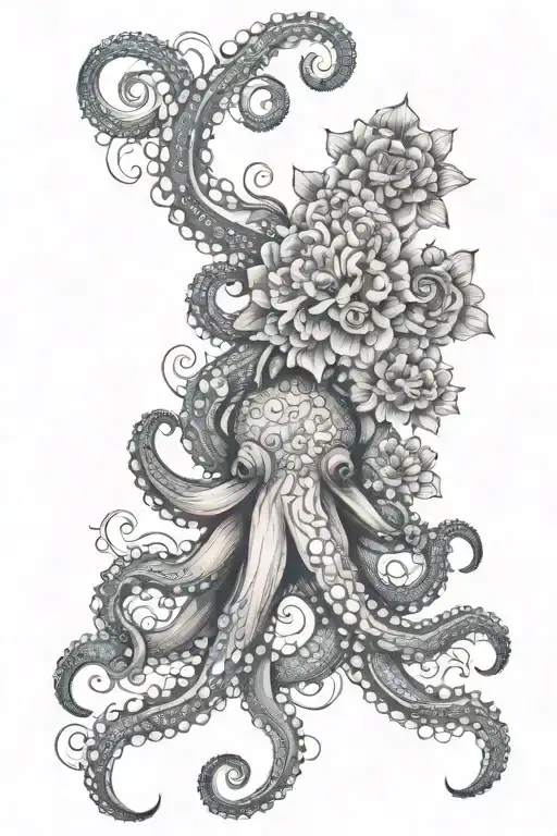 Octopus Hugging Flower Mandala