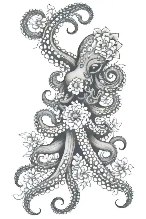 Octopus Hugging Flower Mandala