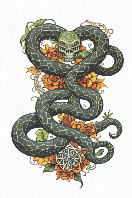 Snake And 7 Chakras Intertwined