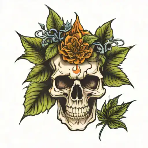 Skull And Weed Leaf