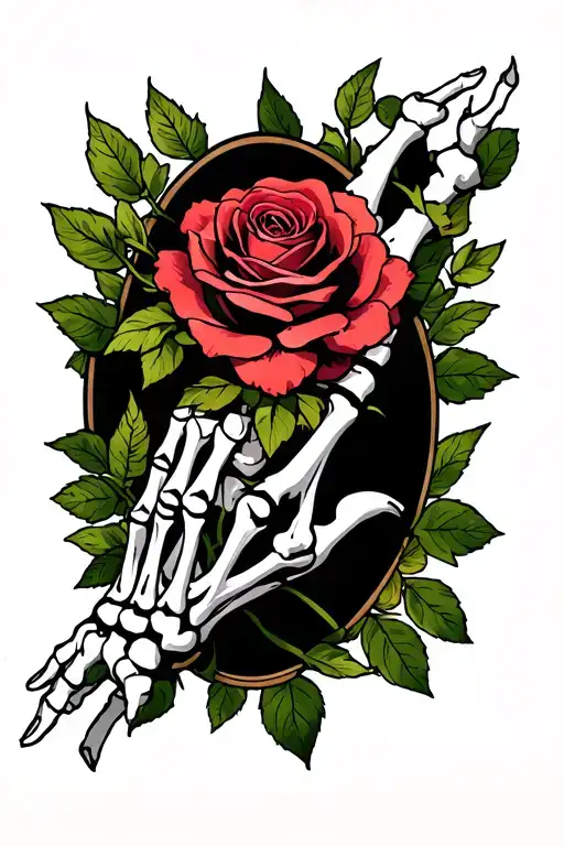 Skeleton Arm And Hand With A Rose Going Around It