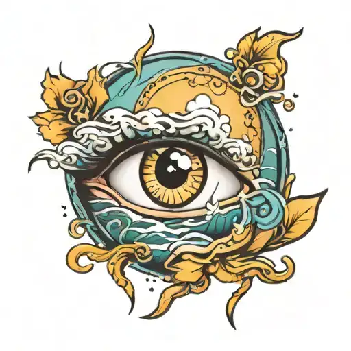 River With Moon And Eye Surrounded