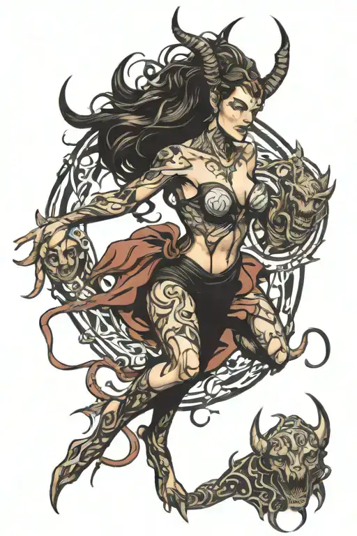 Woman Shapeshifting Into Demon