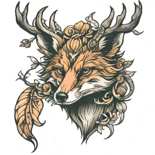 Imposing Fox And Antlers