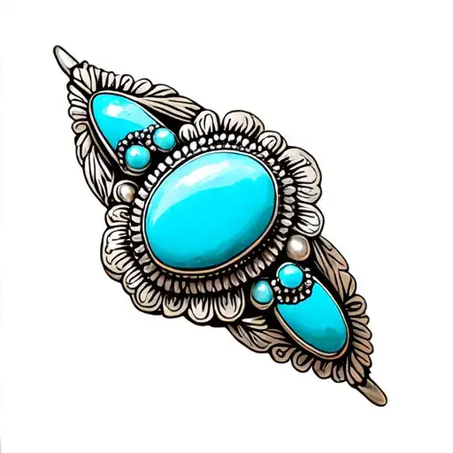 Western Turquoise Brooch Bracelet