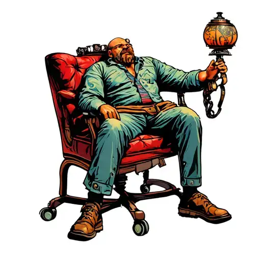 Retro Old School Bio Mechanical Abstract Style Man Tied To A Chair