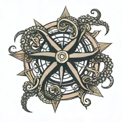 Octopus Compass Rose Intertwined