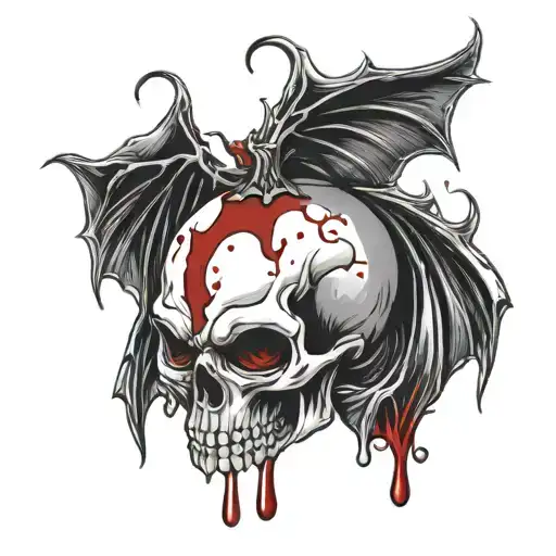 Vampire Skull Dripping Blood