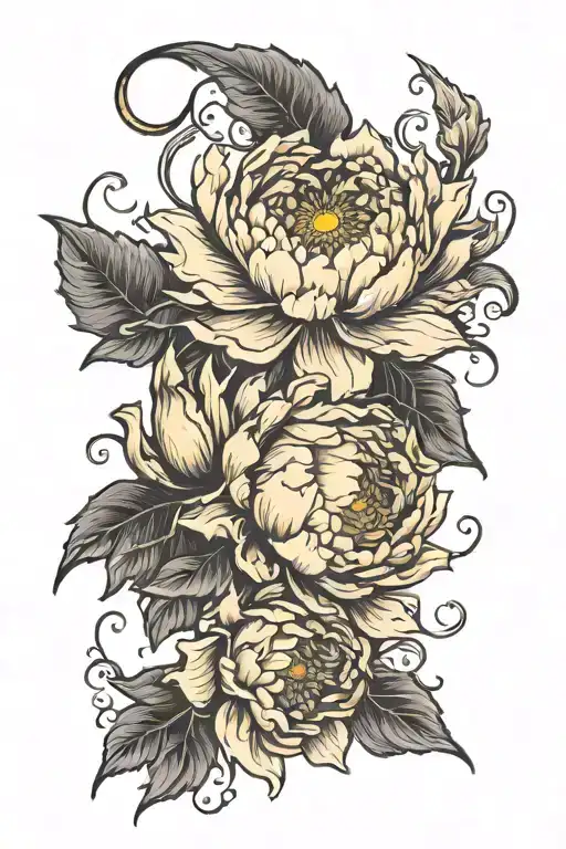Moon Sun Peony Daffodil Chrysanthemum