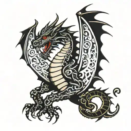 Medieval Dragon Covers Angle From Battle