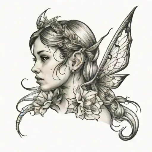 Fine Line Fairy Behind Ear
