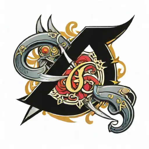 Letter G With Swords Behind And Expressing Loyalty