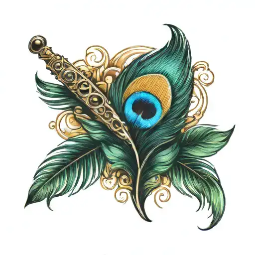 Flute And Peacock Feather