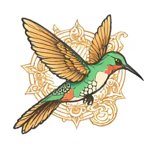 Minimalist Open Winged Hummingbird