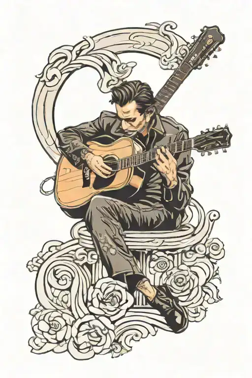 Johnny Cash Playing A Guitar