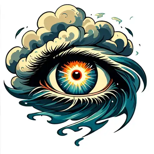 Large Storm Cloud Hurricane With Eye Looking