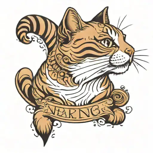 A Line With Name And Cat Sitting