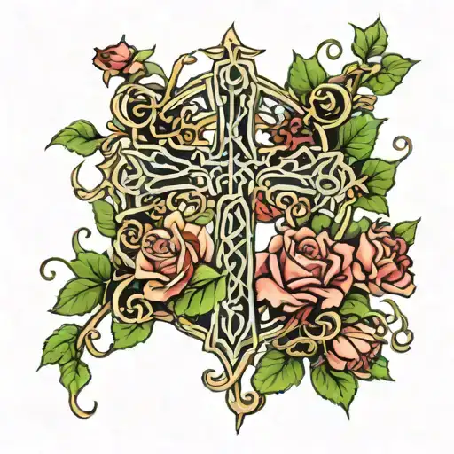 Celtic Cross Made From Vines And Roses
