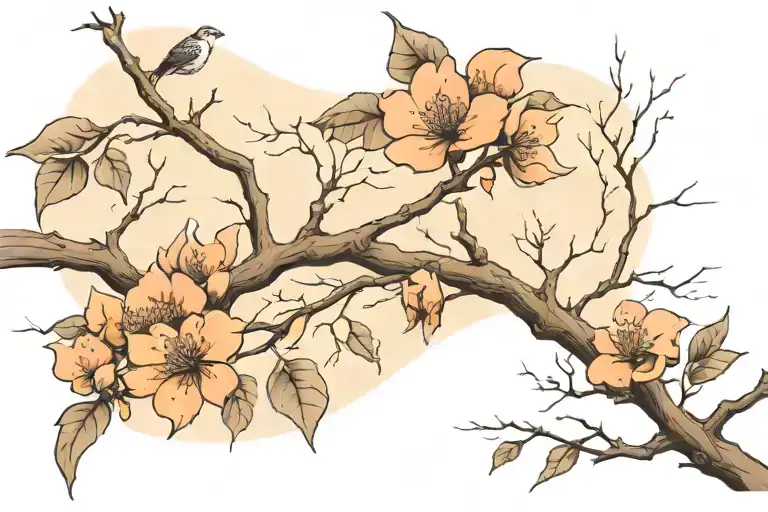 One Tree Branch With No Leaves That Splits Into Two A The End