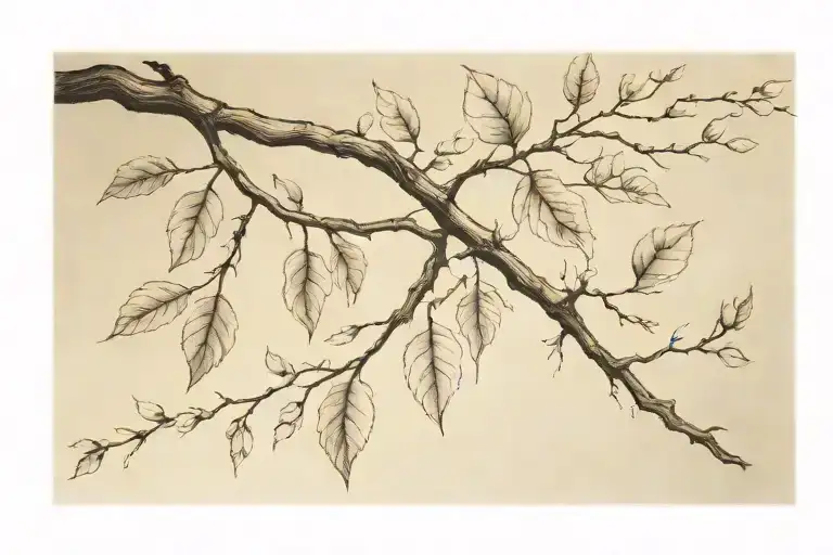 One Tree Branch With No Leaves That Splits Into Two A The End