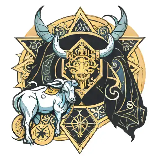 Aquarius And Taurus Astrological Sign With Geometry