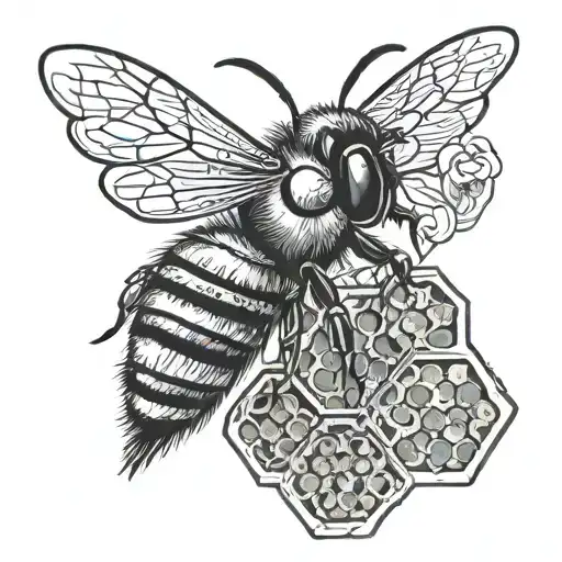 Bee On And Honey Comb