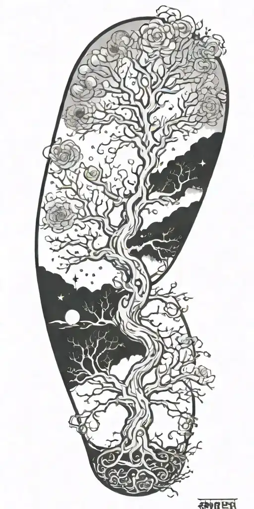 Tree Of Life Reaching To Heaven And Hell