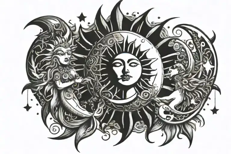 Sun And Moon In Hand Reaching