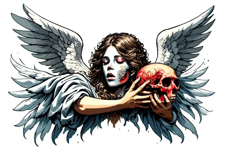 Angel Holding Severed Head Tattoo Holding