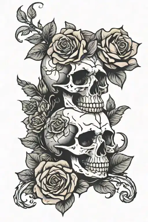 Skull And Roses On Each