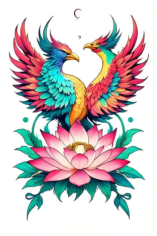 Semicolon Phoenix Lotus Flowers