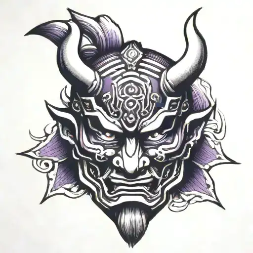 Samurai Mask With Purple Eyes